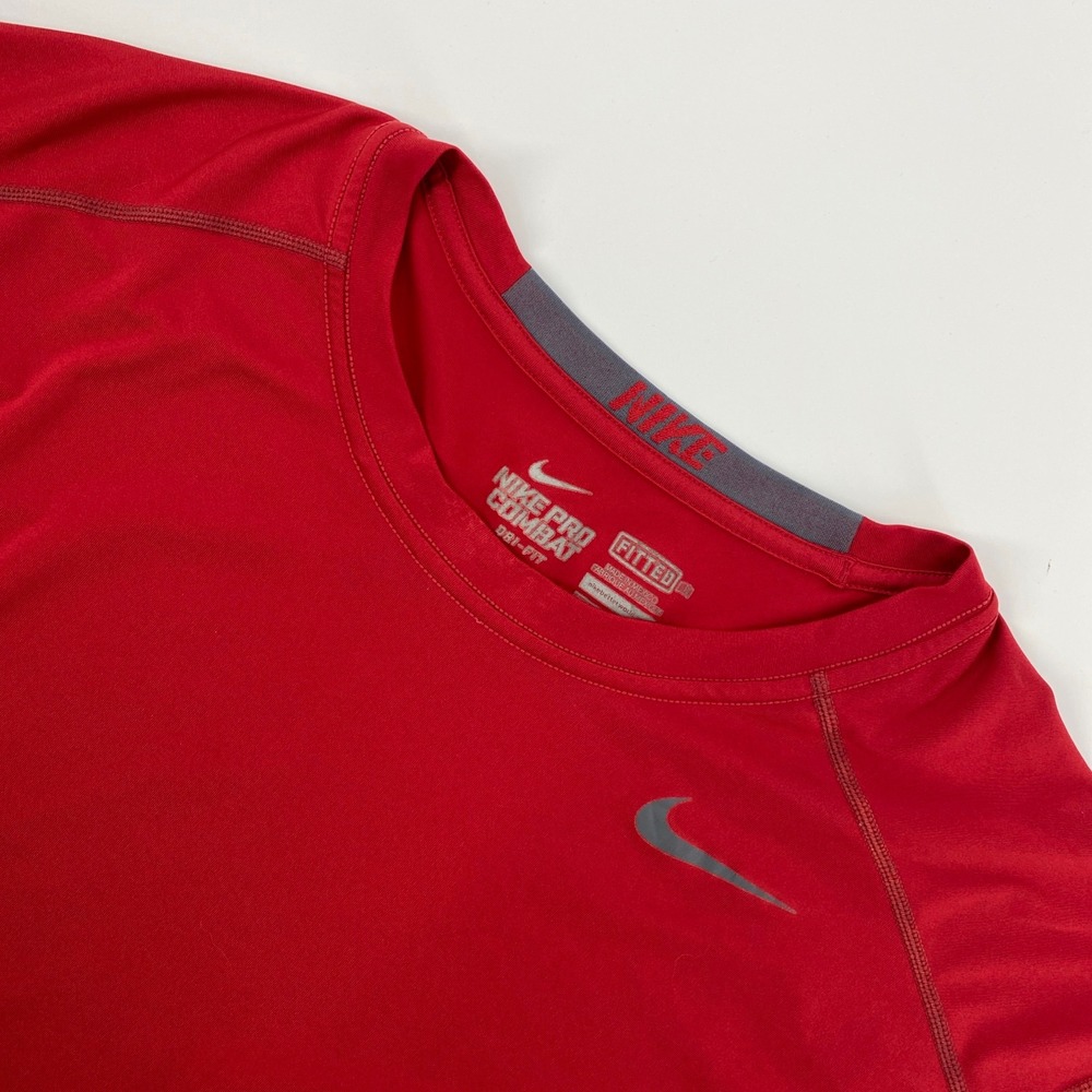 Nike Pro Combat Dri FIT Shirt Mens XXL Red Fitted Training Gym Active Workout